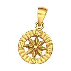 14K Gold Vermeil Compass Pendant